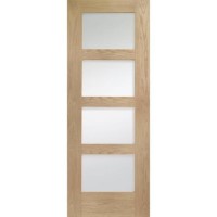 Internal Oak Glazed 4-Panel Shaker Door with Clear Glass - Unfinished - 2040 x 626 x 40mm - 4 Light - XL Joinery