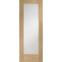 Internal Oak FD30 Fire Door with Clear Glass - Pre-Finished - 1981 x 686 x 44mm - Pattern 10 - XL Joinery