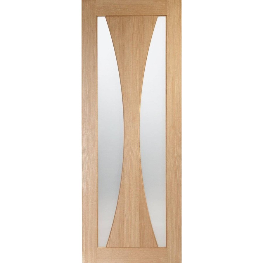Internal Oak Glazed Door with Frosted Glass - Unfinished - 1981 x 838 x 35mm - Verona - XL Joinery