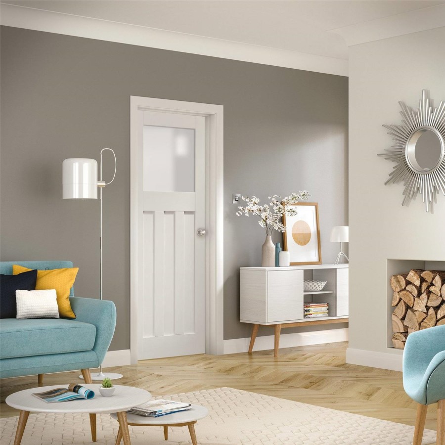 Internal White Primed Door with Frosted Glass - 2040 x 726 x 40mm - DX - XL Joinery
