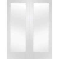 Internal White Primed Fully-Glazed Rebated French Doors with Clear Glass - 1981 x 1220 x 40mm - Pattern 10 - XL Joinery