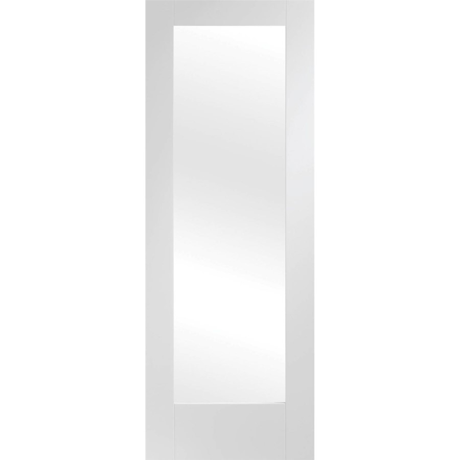 Internal White Primed Fully-Glazed Rebated French Doors with Clear Glass - 1981 x 1220 x 40mm - Pattern 10 - XL Joinery