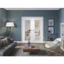 Internal White Primed Fully-Glazed Rebated French Doors with Clear Glass - 1981 x 1168 x 40mm - Palermo - XL Joinery
