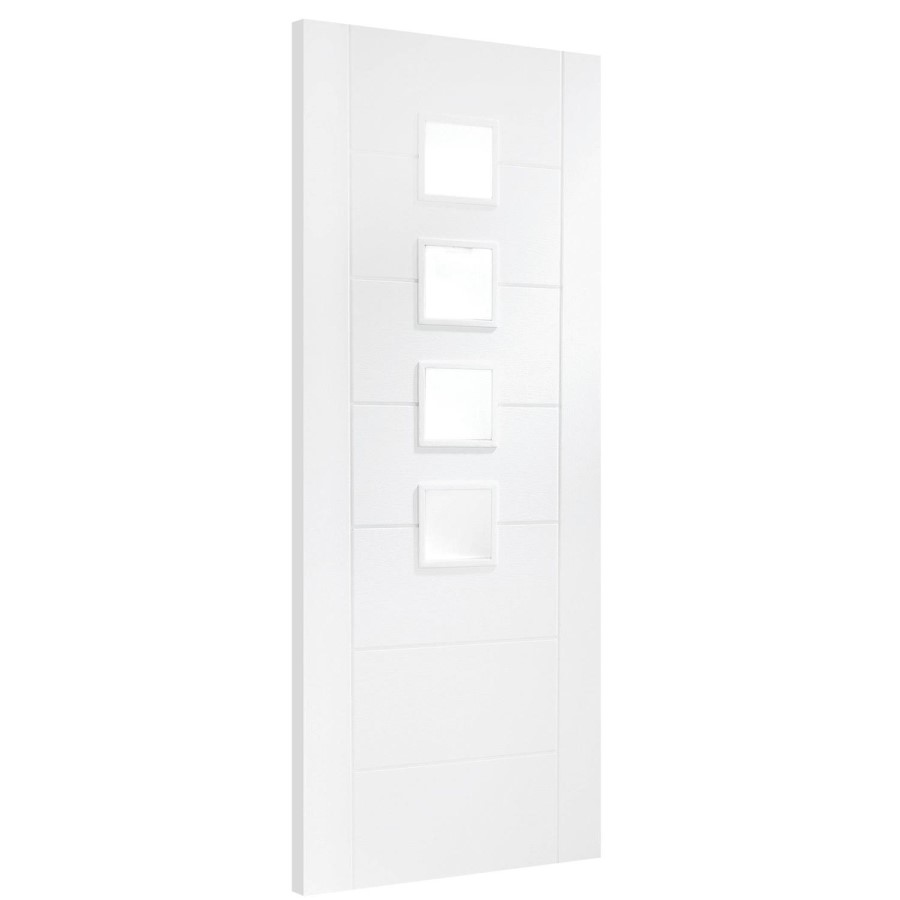 Internal White Primed Glazed 4-Light Door with Frosted Glass - 1981 x 686 x 35mm - Palermo - XL Joinery