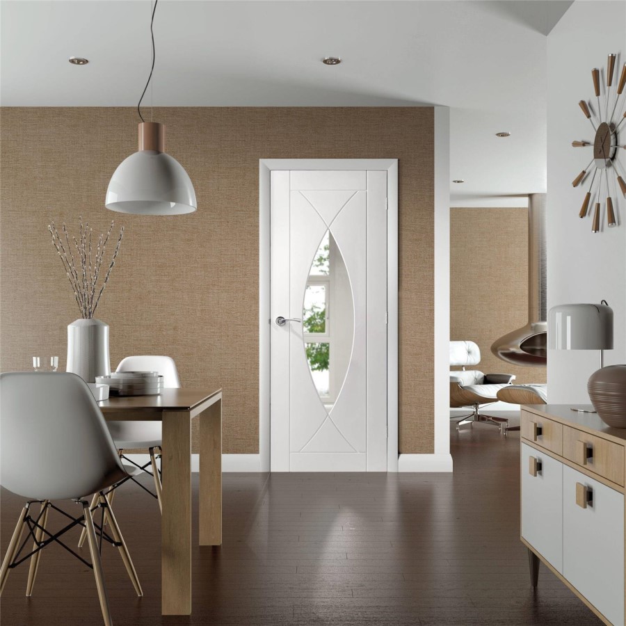 Internal White Primed Glazed Door with Clear Glass - 1981 x 762 x 35mm - Pesaro - XL Joinery