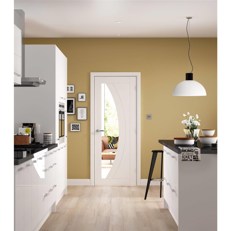 Internal White Primed Glazed Door with Clear Glass - 2040 x 826 x 40mm - Salerno - XL Joinery