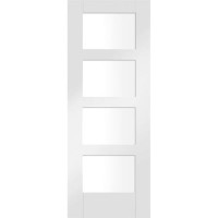 Internal White Primed Glazed 4-Panel Shaker Door with Clear Glass - 1981 x 838 x 35mm - 4 Light - XL Joinery