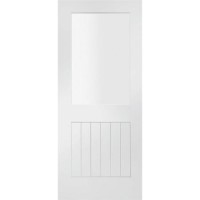 Internal White Primed Half-Glazed Cottage FD30 Fire Door with Clear Glass - 1981 x 762 x 44mm - Suffolk - XL Joinery