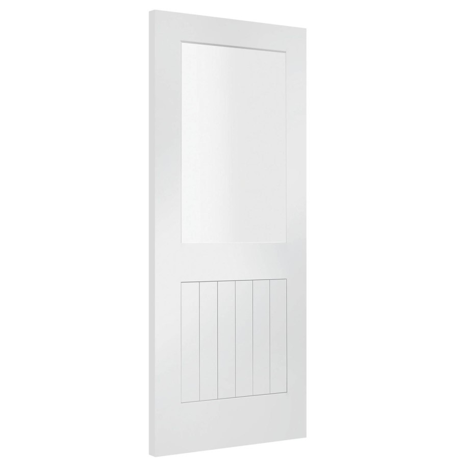 Internal White Primed Half-Glazed Cottage Door with Clear Glass - 1981 x 762 x 35mm - Suffolk - XL Joinery