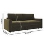 4 Seater King Size Pull-Out Sofa Bed with Storage in Khaki Green Chenille - Grayson