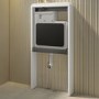 White Glass Cabinet with Cistern & Pneumatic Dual Flush Button for Back to Wall Toilets - Hako