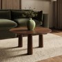 Large Round Walnut Coffee Table with Flared Legs - Hana