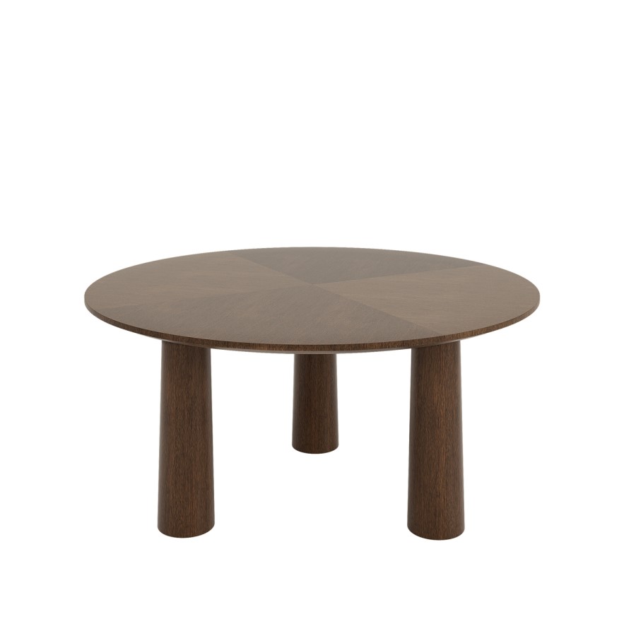 Large Round Walnut Coffee Table with Flared Legs - Hana