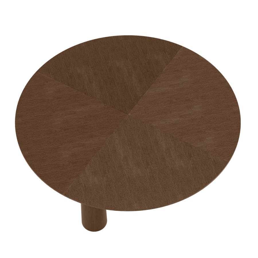 Large Round Walnut Coffee Table with Flared Legs - Hana
