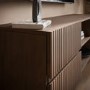 Large Walnut Ribbed TV Stand with Storage - TV's up to 70" - Hazel