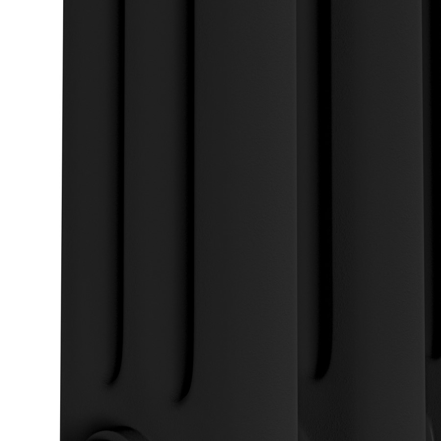 Reggio Midnight Black Horizontal Triple Column Traditional Radiator 300x830mm 1857 BTU - Cast Iron Style