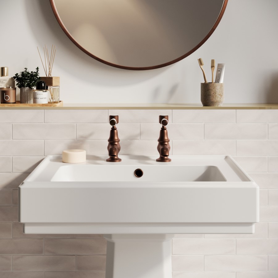 Brushed Bronze Basin Pillar Taps - Helston