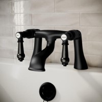 Matt Black Traditional Bath Filler - Helston