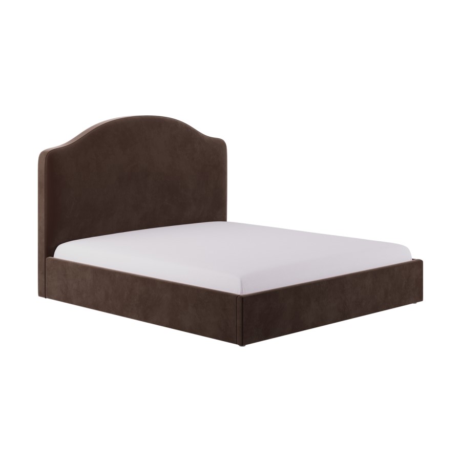 Chocolate Brown Velvet Super King Ottoman Bed - Henri 

