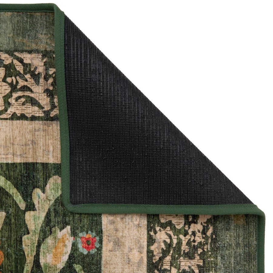 Washable Green Vintage Floral Rug - 275 x 185 cm - Country Paisley - Origins