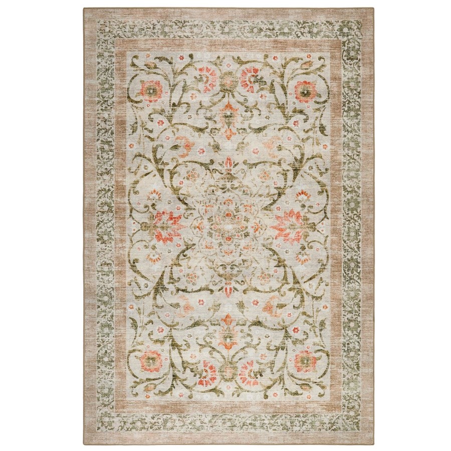 Washable Green and Orange Vintage Floral Rug - 275 x 185 cm - Country Paisley - Origins