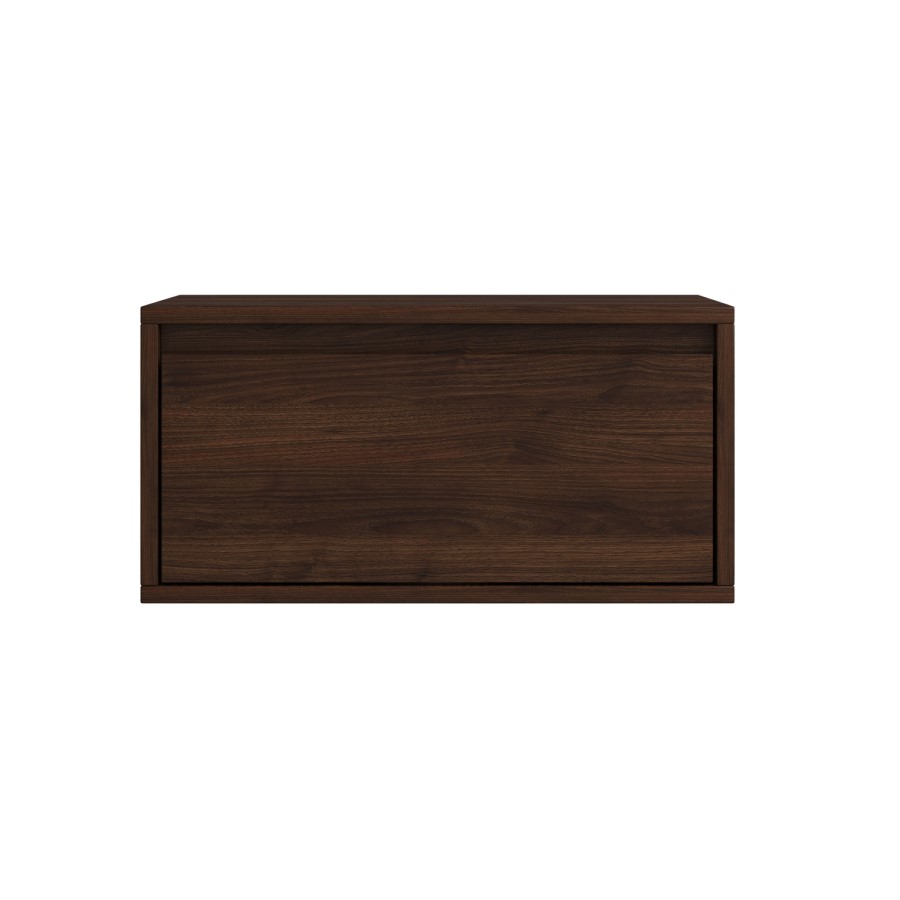 GRADE A1 - Wide Walnut Floating Bedside Table with Storage - Hiro