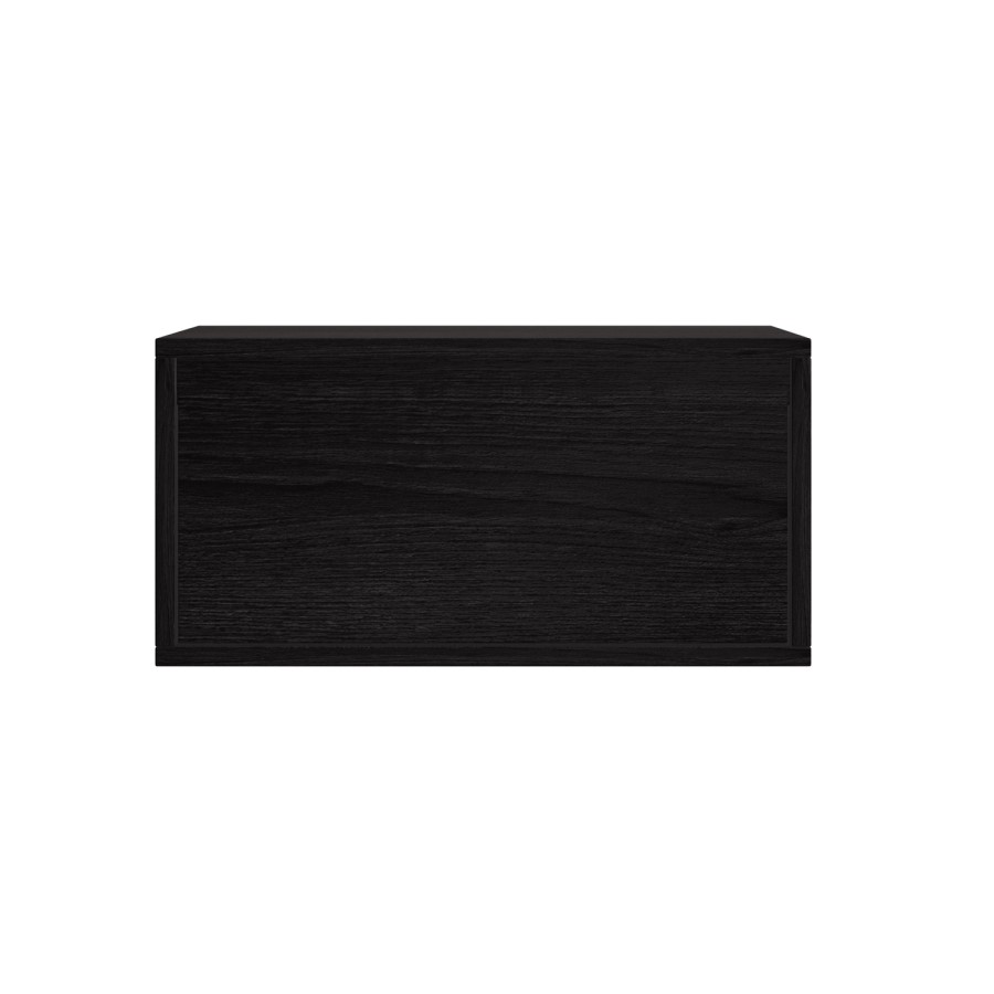 ONLY OPENED - Wide Black Floating Bedside Table with Storage - Hiro