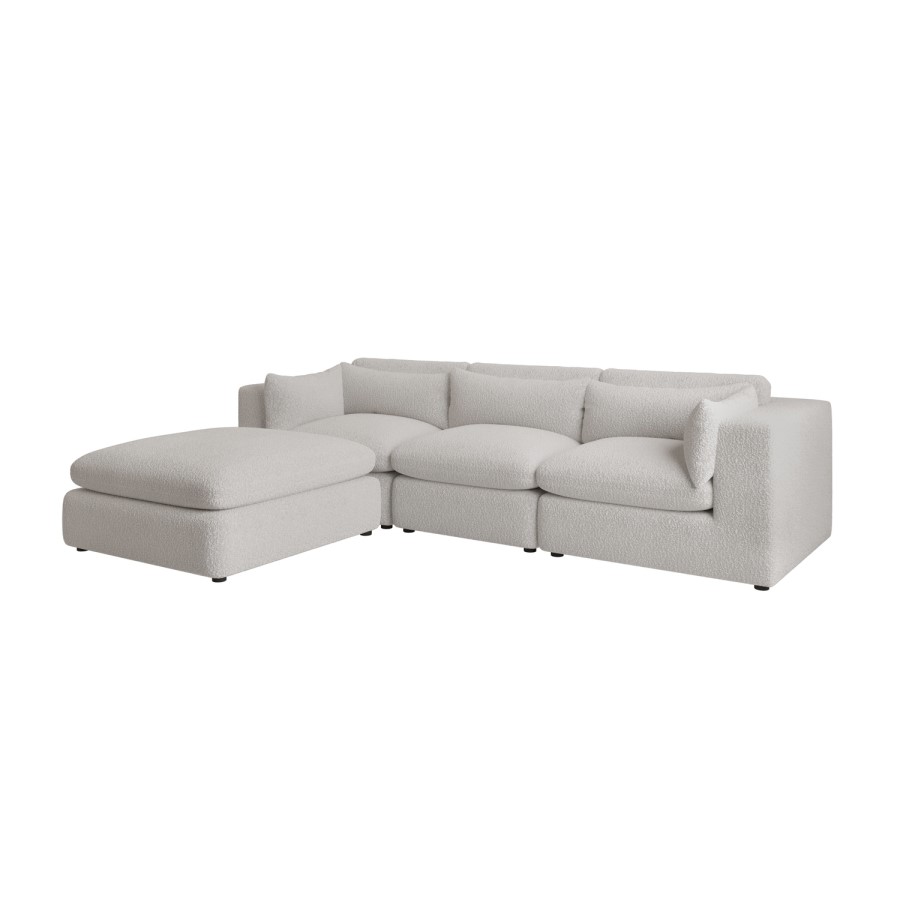 Large Beige Boucle Reversible 4 Seater Chaise Corner Sofa - Hudson