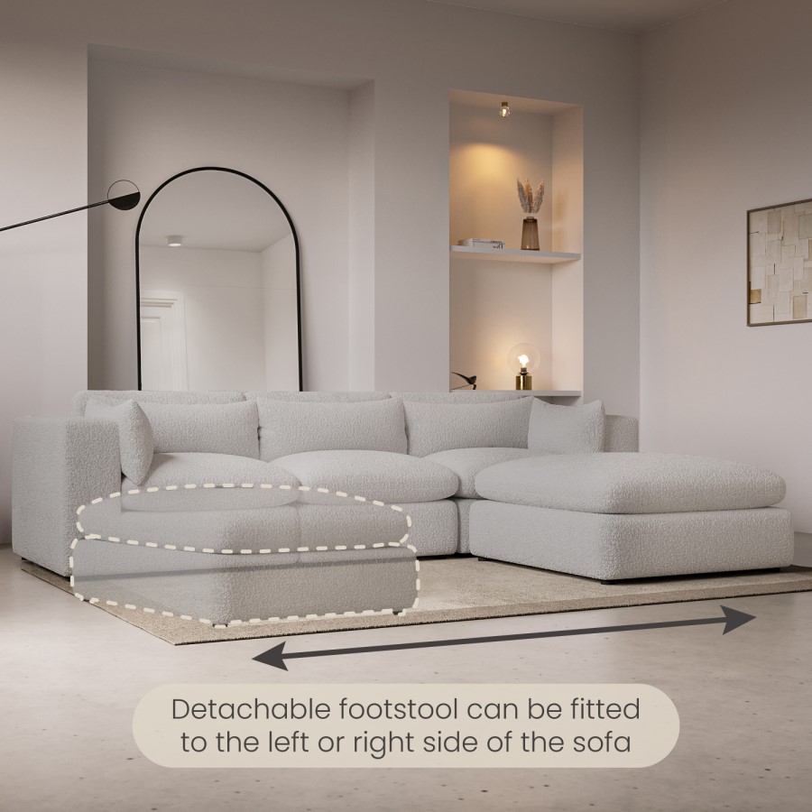 ONLY OPENED - Beige Boucle 4 Seater Modular Sofa - Hudson