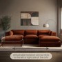 Burnt Orange Velvet 4 Seater Reversible Chaise L-Shape Corner Sofa - Hudson