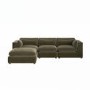 ALMOST PERFECT - Hudson Khaki Green Velvet 4 Seater L Shaped Sofa