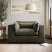 Khaki Green Velvet Love Seat - Hudson