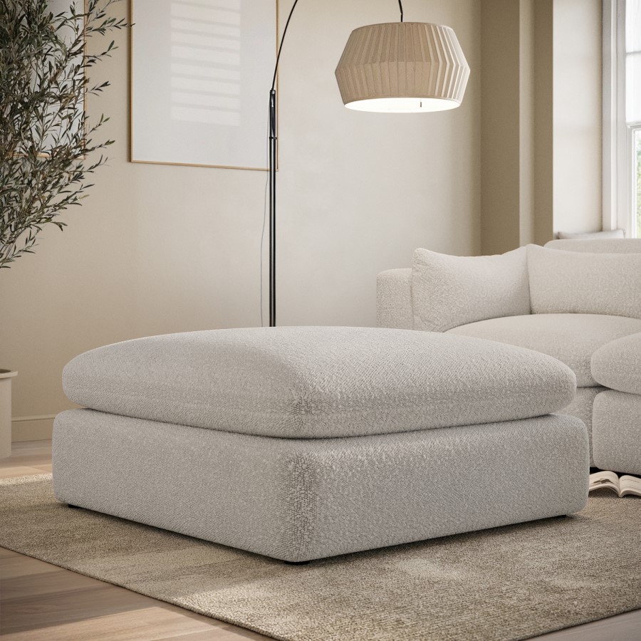 ALMOST PERFECT - Beige Boucle Footstool - Hudson