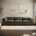 HSN013S Large Khaki Green Velvet 4 Seater Sofa - Hudson