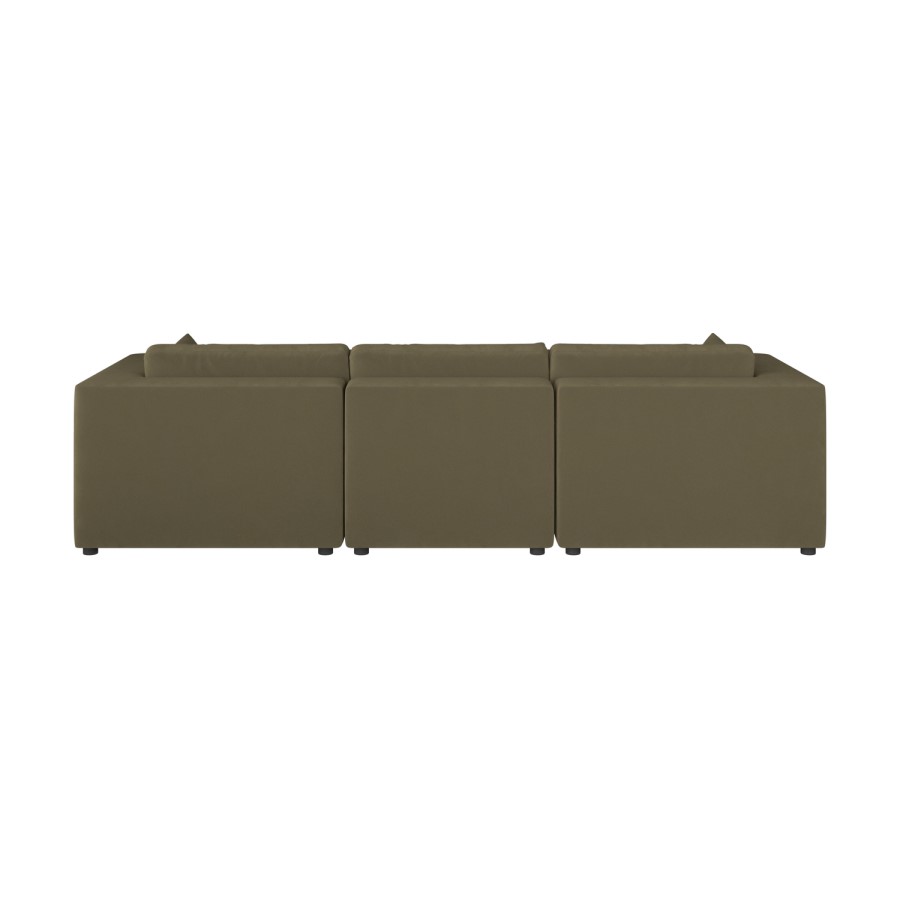 ALMOST PERFECT - Hudson Khaki Green Velvet 4 Seater Sofa
