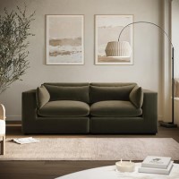 Khaki Green Velvet 3 Seater Sofa - Hudson