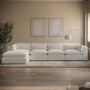 Beige Boucle 5 Seater L-Shape Corner Sofa with Reversible Chaise - Hudson