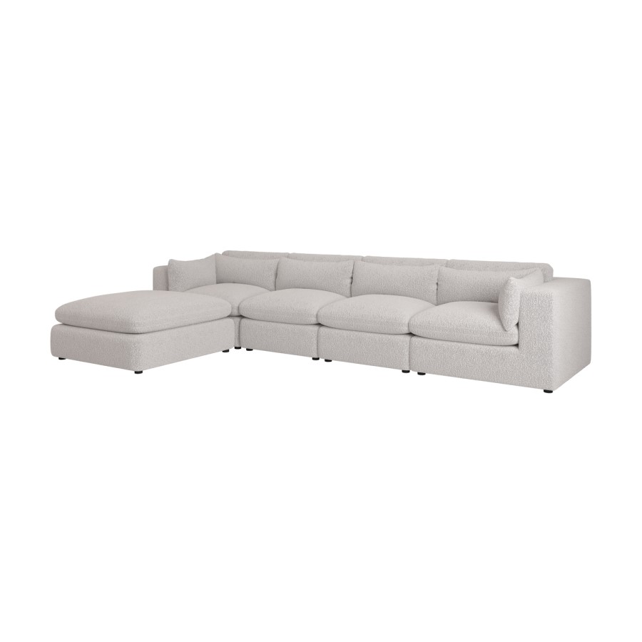 Beige Boucle 5 Seater L-Shape Corner Sofa with Reversible Chaise - Hudson