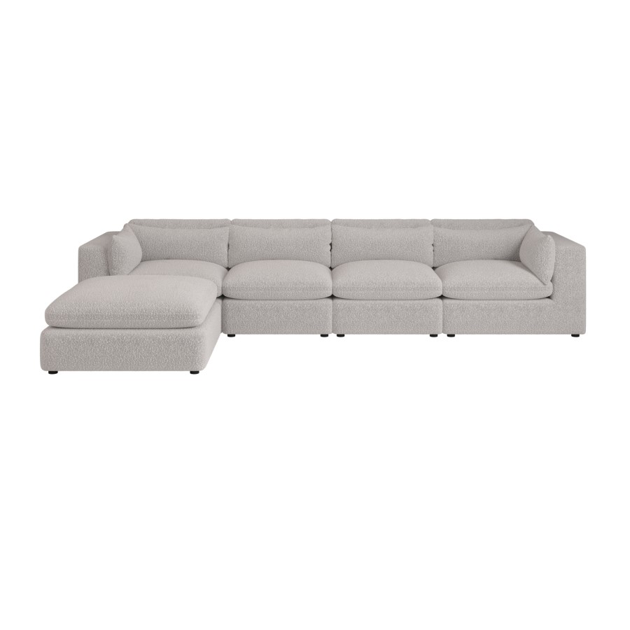 Beige Boucle 5 Seater L-Shape Corner Sofa with Reversible Chaise - Hudson