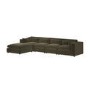 Khaki Green Velvet 5 Seater L-Shape Corner Sofa with Reversible Chaise - Hudson