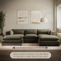 Khaki Green Velvet 5 Seater L-Shape Modular Corner Sofa with Reversible Chaise - Hudson