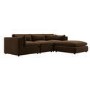 Chocolate Brown Velvet 4 Seater L-Shape Corner Sofa with Reversible Chaise - Hudson