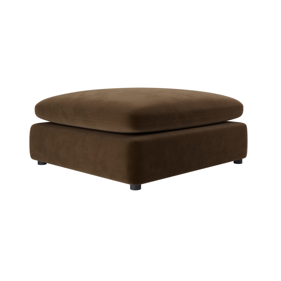 Chocolate Brown Velvet Footstool - Hudson 