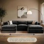 Large Charcoal Grey Velvet Reversible 4 Seater Chaise Corner Sofa - Hudson