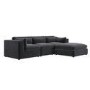 Large Charcoal Grey Velvet Reversible 4 Seater Chaise Corner Sofa - Hudson