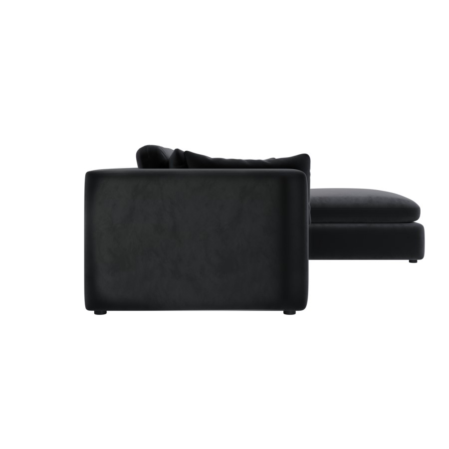 Large Charcoal Grey Velvet Reversible 4 Seater Chaise Corner Sofa - Hudson