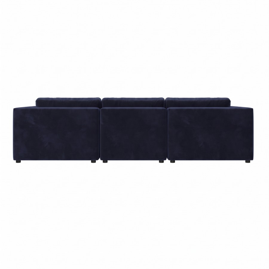 Navy Blue Velvet 4 Seater Reversible Chaise L-Shape Corner Sofa - Hudson
