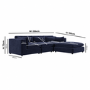 Navy Blue Velvet 4 Seater Reversible Chaise L-Shape Corner Sofa - Hudson