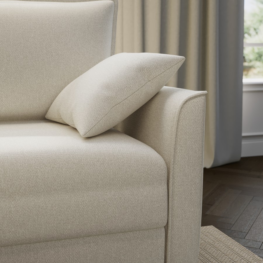 2 Seater Large Pull-Out Sofa Bed with Storage in Beige Fabric - Hunter