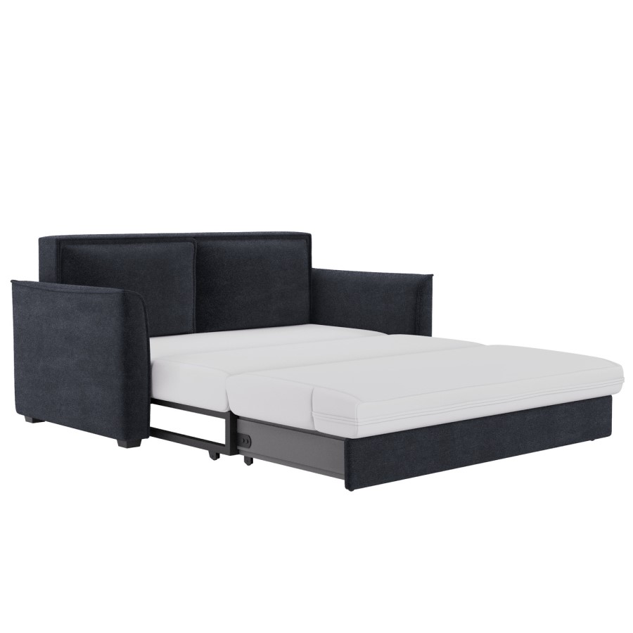 2 Seater Large Pull-Out Sofa Bed with Storage in Navy Chenille - Hunter